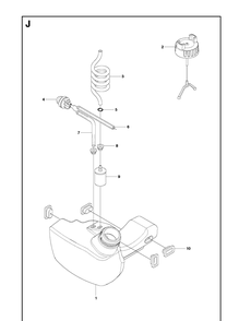 Fuel Tank Diagram and Parts List for 241R 20093600001-20144900000 Husqvarna Brush Cutter