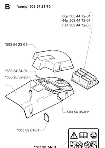 Air Filter Cover Diagram and Parts List for 262XP 19992300001-Current Husqvarna Chainsaw