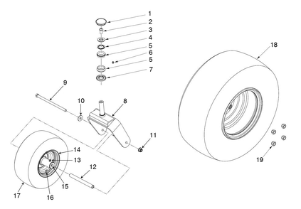 Wheels and Tires Diagram and Parts List for Z460XS (970497202-00)(2020-10) Husqvarna Lawn Tractor