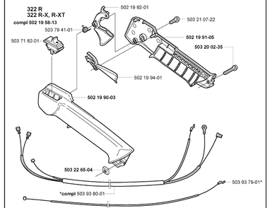 Handle Diagram and Parts List for 322R 2000-10 Husqvarna Brush Cutter