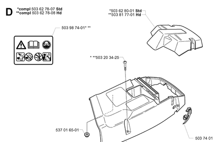 Cover Diagram and Parts List for 372XP/ (XPG)(20051800001-20070100000) Husqvarna Chainsaw