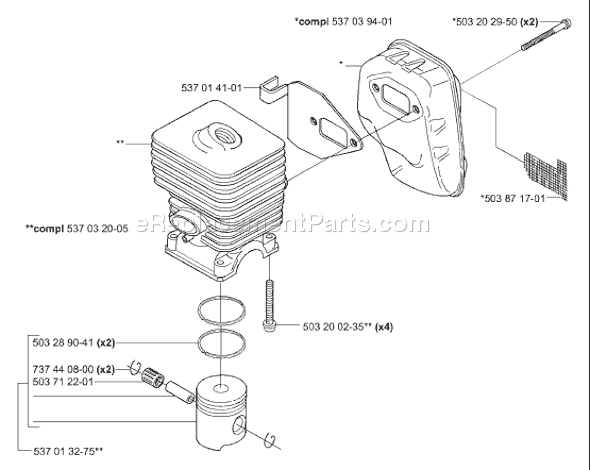 Page K Diagram and Parts List for 325HE4 2001-05 Husqvarna Trimmer