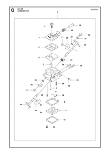 Carburetor 2 Diagram and Parts List for 543RB  Husqvarna Brush Cutter