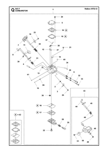 Carburetor Diagram and Parts List for 545F  Husqvarna Brush Cutter