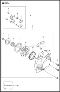 Starter Diagram and Parts List for 525HE4  Husqvarna Trimmer