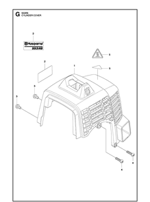 Cylinder Cover Diagram and Parts List for 553RS  Husqvarna Brush Cutter