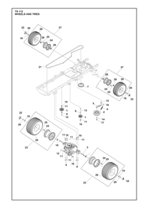 Wheels And Tires Diagram and Parts List for TS112  Husqvarna Lawn Tractor