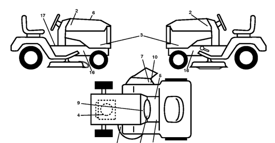 Decals Diagram and Parts List for YTH224TFI (96041034500)(2013-11) Husqvarna Lawn Tractor