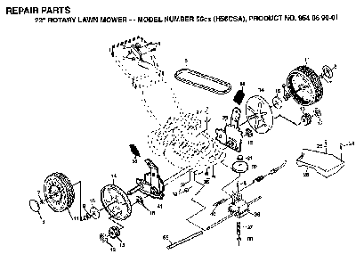 Repair Parts Diagram and Parts List for 56CS (H56CSA, 954069001)(1994-01) Husqvarna Lawn Mower