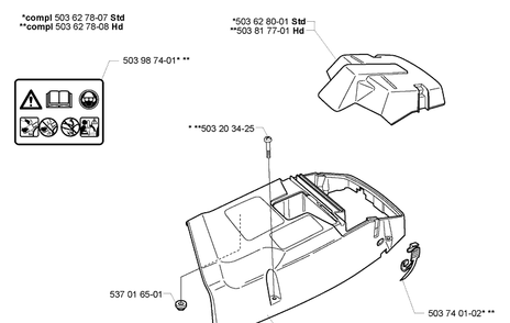 Top Covers Diagram and Parts List for 362EPA 2005-05 Husqvarna Chainsaw