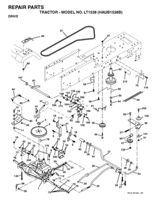 Drive Diagram and Parts List for LT1538 (954170085-B)(2004-01) Husqvarna Lawn Tractor