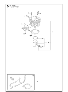 Cylinder Piston Diagram and Parts List for 390 2013-09 Husqvarna Chainsaw