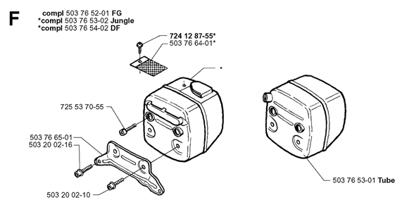 Muffler Diagram and Parts List for 371XP 19991800001 & Above Husqvarna Chainsaw