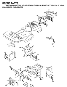 Chassis And Enclosures Diagram and Parts List for LT18542-LT18542B 2004-02 Husqvarna Lawn Tractor