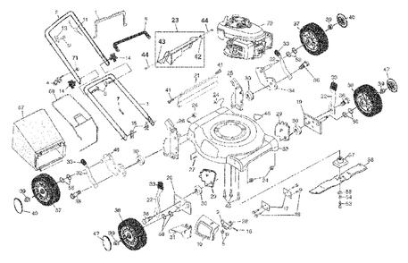General Assembly Diagram and Parts List for 5521CM (954223487-A)(2002-11) Husqvarna Lawn Mower