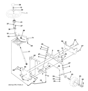 Steering Diagram and Parts List for CTH150 (96061018101)(2008-07) Husqvarna Lawn Tractor