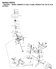 Steering Diagram and Parts List for LT1238-LT1238B 2001-03 Husqvarna Lawn Tractor