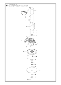 Blade Motor And Cutting Equipment Diagram and Parts List for 308 2014-02 Husqvarna Lawn Mower