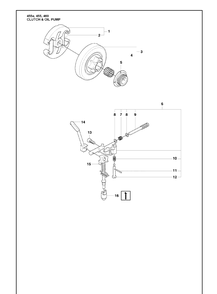 Clutch And Oil Pump Diagram and Parts List for 455E 2009-10 Husqvarna Chainsaw