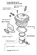 Page J Diagram and Parts List for 365EPA 365 EPA 1999-11 Husqvarna Chainsaw