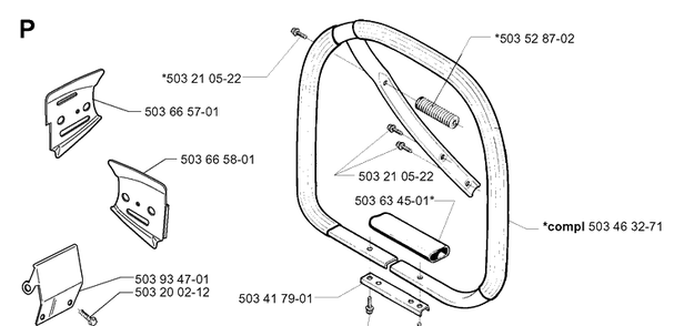 Handle 2 Diagram and Parts List for 395XP/ (XPG)(20030100001-20051800000) Husqvarna Chainsaw