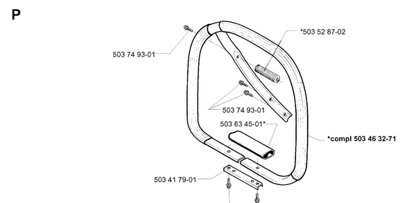 Handle 2 Diagram and Parts List for 394XP 19960100001-19980900000 Husqvarna Chainsaw