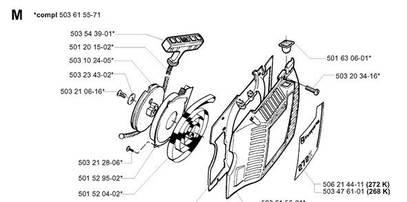 Starter Diagram and Parts List for 268K 1999-09 Husqvarna Lawn Tractor Accessories