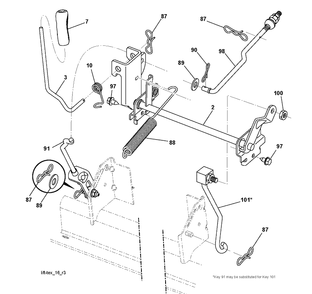 Mower Lift / Deck Lift Diagram and Parts List for YTH150 (96041002103)(2009-10) Husqvarna Lawn Tractor