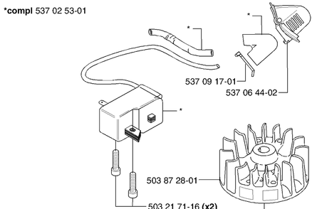 Ignition / Flywheel Diagram and Parts List for 325HD60 (X-SERIES)(2002-06) Husqvarna Hedge Trimmer