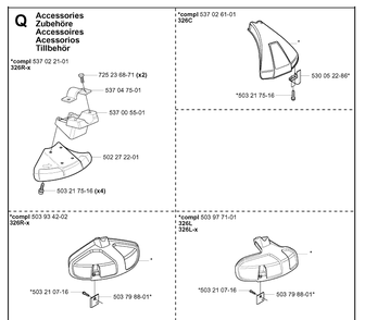 Accessories 2 Diagram and Parts List for 326C 20010900001-20020500000 Husqvarna Edger