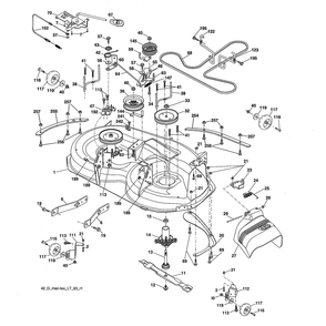 Mower Deck Diagram and Parts List for YTH20K42-96043027400  Husqvarna Lawn Tractor