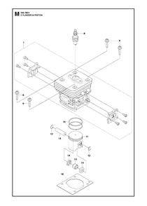 Cylinder Piston Diagram and Parts List for 543RBX 20130500001 - 20154400000 Husqvarna Brush Cutter