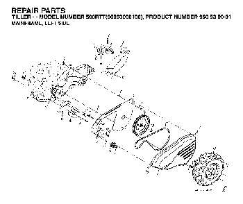 Mainframe, Left Side Diagram and Parts List for 500RTT (96093000100)(2004-11) Husqvarna Tiller