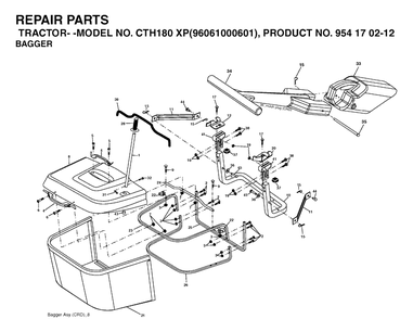 Bagger Diagram and Parts List for CTH180XP (96061000601)(2005-05) Husqvarna Lawn Tractor