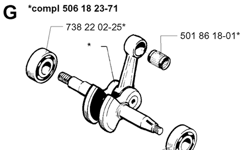 Crankshaft Diagram and Parts List for 254 19980900001-19992300000 Husqvarna Chainsaw