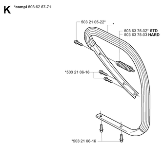 Handle Diagram and Parts List for 365 20020100001-20034400000 Husqvarna Chainsaw