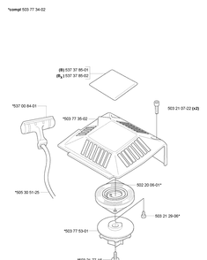 Starter Diagram and Parts List for 225B 2006-09 Husqvarna Leaf Blower / Vacuum