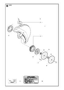 Belt Guard And Pulley Diagram and Parts List for K2500 2010-10 Husqvarna Circular Saw