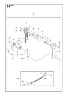 Handle And Controls Diagram and Parts List for 350BT 20170600001-Current Husqvarna Leaf Blower / Vacuum