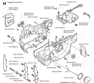 Crankcase 2 Diagram and Parts List for 365 20051800001-20070900000 Husqvarna Chainsaw