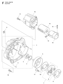 Clutch Diagram and Parts List for 135R  Husqvarna Brush Cutter