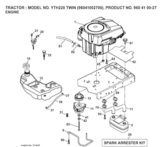 Engine Diagram and Parts List for YTH220TWIN (96041002700)(2007-04) Husqvarna Lawn Tractor