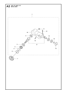Bevel Gear Diagram and Parts List for 343R 20103600001-20144899999 Husqvarna Brush Cutter