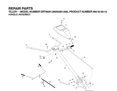 Handle Diagram and Parts List for DRT900H (96093001201)(2010-10) Husqvarna Cultivator