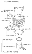 Page K Diagram and Parts List for 375 K EPA 2003-08 Husqvarna Chainsaw