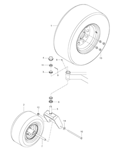 Wheels And Tires 2 Diagram and Parts List for MZ48 (96766590100)(2017-02) Husqvarna Lawn Mower