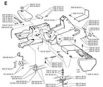 Chassis / Frame Diagram and Parts List for RIDER970 1997-03 Husqvarna Lawn Mower