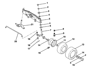 Front Axle Diagram and Parts List for LT100 (954000312-A)(1991-07) Husqvarna Lawn Tractor