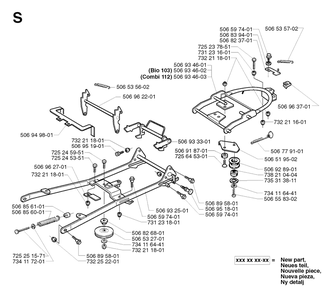 Frame Diagram and Parts List for PF21 2002-05 Husqvarna Lawn Tractor