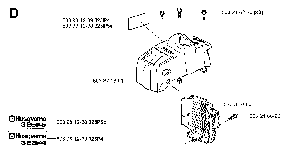 Cover Diagram and Parts List for 323P4 20042300001-20062700000 Husqvarna Pole Saw